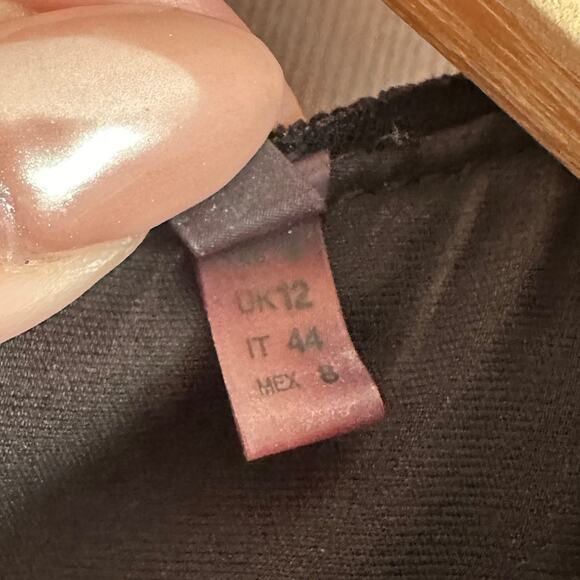 ELIE TAHARI | Black Tweed Wrap Detail Sheath Cocktail Dress | US Size 8 - Picture 5 of 7